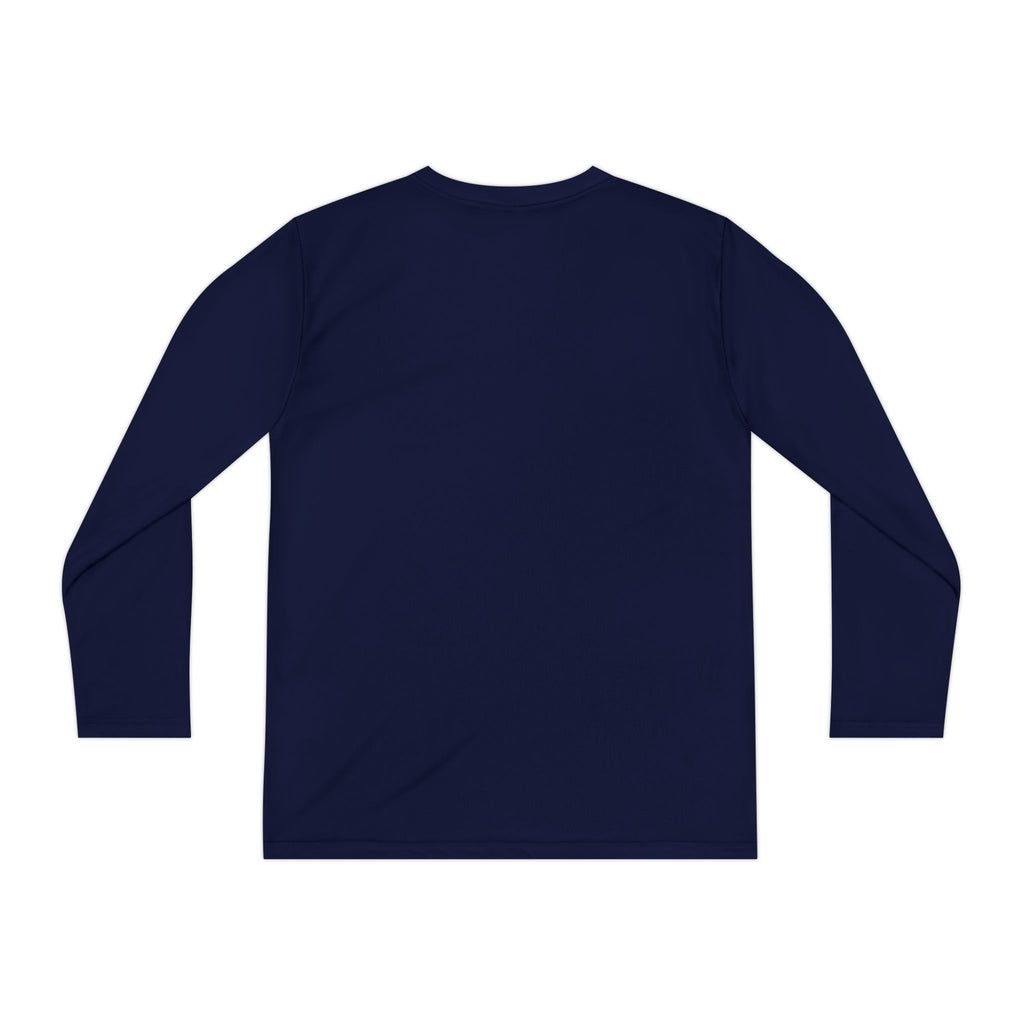 Youth Long Sleeve Tee — "Cozy Season" Blue Checkerboard Poinsettia