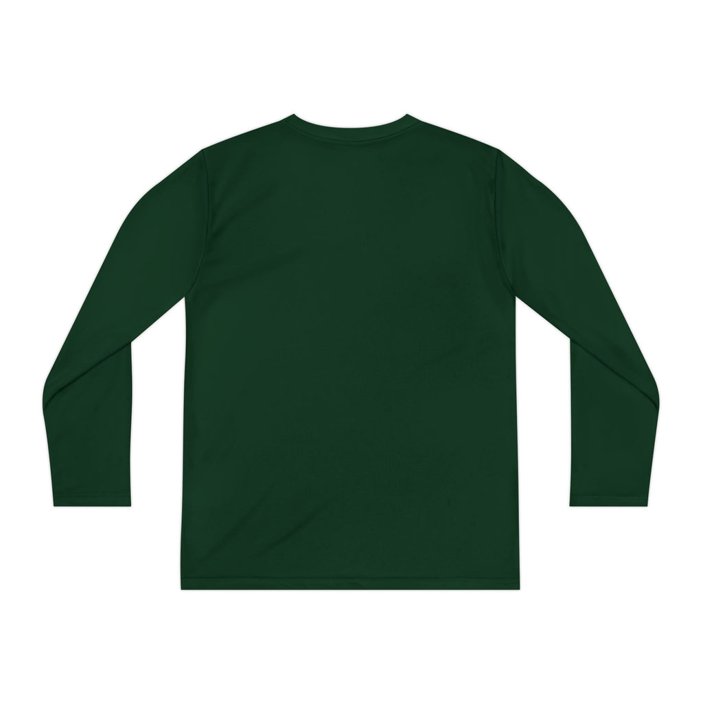 Youth Long Sleeve Tee — "Cozy Season" Blue Checkerboard Poinsettia